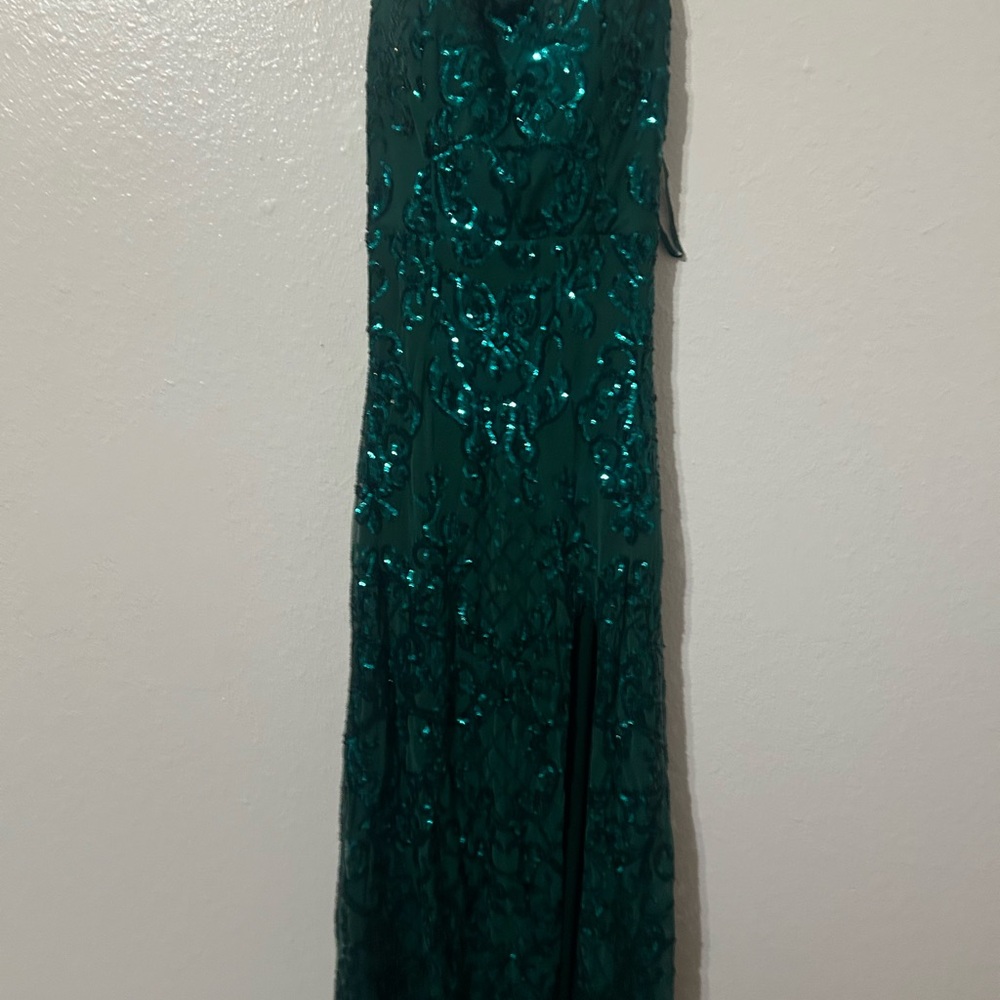 Emerald Green Sequin Embellished Evening Gown
